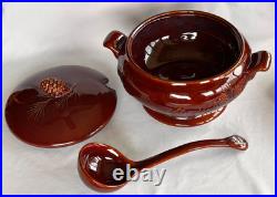 Big Sky Carvers Deep Reddish Brown Pine Cone Soup Tureen with Lid & Serving Ladle