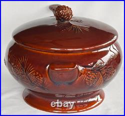 Big Sky Carvers Deep Reddish Brown Pine Cone Soup Tureen with Lid & Serving Ladle