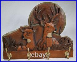 Big Sky Carvers Deer in Woods Hanging Coat & Hat Rack 17-3/4 X 14