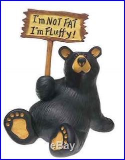 Big Sky Carvers / Demdaco Bearfoots I'm Fluffy Bear w Sign Jeff Flemming