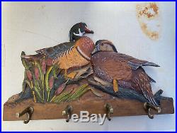 Big Sky Carvers Duck Coat Rack Wall Hanging by KW White Ducks Unlimited