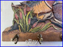 Big Sky Carvers Duck Coat Rack Wall Hanging by KW White Ducks Unlimited