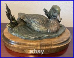 Big Sky Carvers Duck Posing Pretty Bronze on Wood Base Brass Nameplate