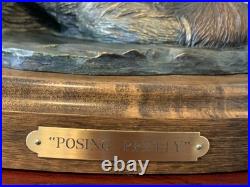 Big Sky Carvers Duck Posing Pretty Bronze on Wood Base Brass Nameplate