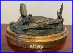 Big Sky Carvers Duck Posing Pretty Bronze on Wood Base Brass Nameplate