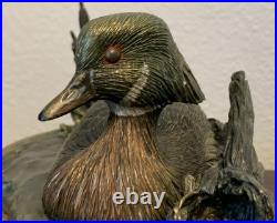 Big Sky Carvers Duck Posing Pretty Bronze on Wood Base Brass Nameplate