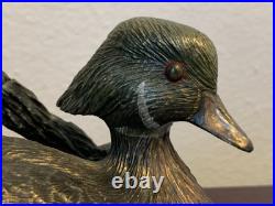 Big Sky Carvers Duck Posing Pretty Bronze on Wood Base Brass Nameplate