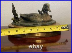 Big Sky Carvers Duck Posing Pretty Bronze on Wood Base Brass Nameplate