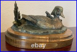 Big Sky Carvers Duck Posing Pretty Bronze on Wood Base Brass Nameplate