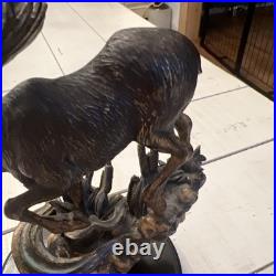Big Sky Carvers Edge of Winter by Marc Pierce A764 on Wood Base Mos Bull Moose