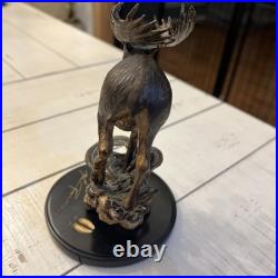 Big Sky Carvers Edge of Winter by Marc Pierce A764 on Wood Base Mos Bull Moose