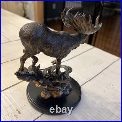 Big Sky Carvers Edge of Winter by Marc Pierce A764 on Wood Base Mos Bull Moose