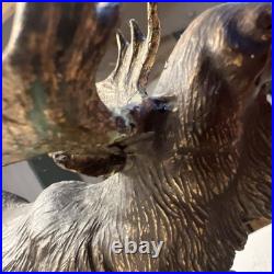 Big Sky Carvers Edge of Winter by Marc Pierce A764 on Wood Base Mos Bull Moose