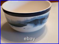 Big Sky Carvers FLY FISHING Stoneware 4 PC. SET/S Blue & White T. Norby 2000