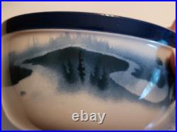 Big Sky Carvers FLY FISHING Stoneware 4 PC. SET/S Blue & White T. Norby 2000