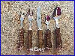 Big Sky Carvers Faux Wood Tree Log Flatware Set for 12 EUC! 62 pieces total! EU