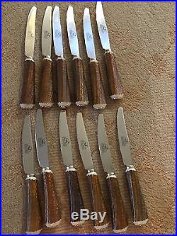 Big Sky Carvers Faux Wood Tree Log Flatware Set for 12 EUC! 62 pieces total! EU