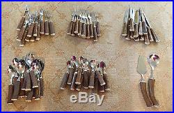 Big Sky Carvers Faux Wood Tree Log Flatware Set for 12 EUC! 62 pieces total! EU