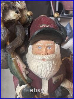 Big Sky Carvers Fishing BuddiesSanta by Stuart Bond Wood Style Statue 21.5