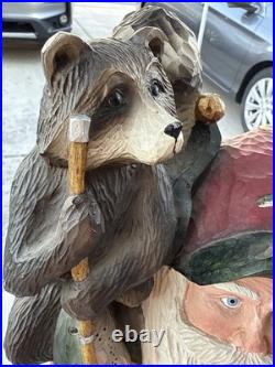 Big Sky Carvers Fishing BuddiesSanta by Stuart Bond Wood Style Statue 21.5