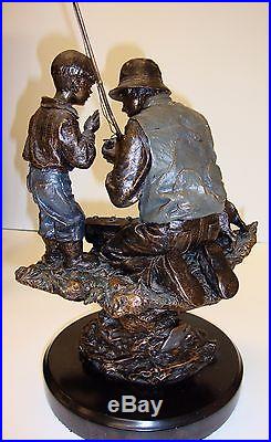 Big Sky Carvers GENERATIONS Sculpture, Fishing Father & Son by Marc Pierce