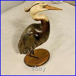 Big Sky Carvers Gordon Alcon Wooden Hand Carved Heron