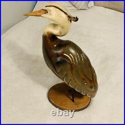 Big Sky Carvers Gordon Alcon Wooden Hand Carved Heron