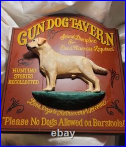 Big Sky Carvers Gun Dog Tavern Hand Made Sign wood With Dog Motif 18 X 15