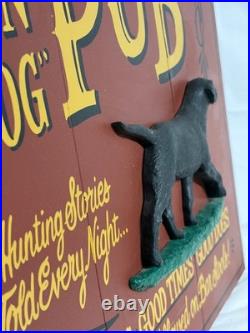 Big Sky Carvers Gun Dog Tavern Wood Sign 3D Black Lab Retriever Plaque 19x16