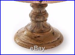 Big Sky Carvers Hammered Copper Cake Stand with wooden base