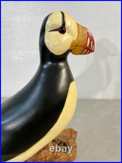 Big Sky Carvers Hand Carved Wood Horned Puffin Signed Life-Size Excellent