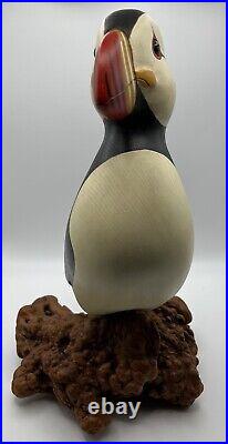 Big Sky Carvers Hand Carved Wood PUFFIN withGlass Eyes Bird Figurine SIGNED