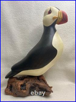 Big Sky Carvers Hand Carved Wood Puffin Glass Eyes Bird Figurine 12