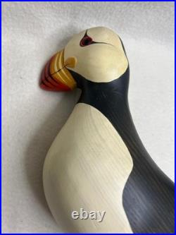 Big Sky Carvers Hand Carved Wood Puffin Glass Eyes Bird Figurine 12