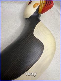 Big Sky Carvers Hand Carved Wood Puffin Glass Eyes Bird Figurine 12
