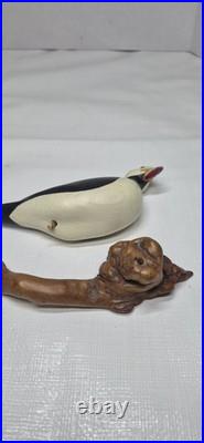Big Sky Carvers Hand Carved Wood Puffin Glass Eyes Bird Figurine Signed B. Raul