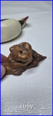 Big Sky Carvers Hand Carved Wood Puffin Glass Eyes Bird Figurine Signed B. Raul