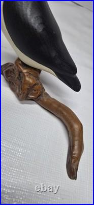 Big Sky Carvers Hand Carved Wood Puffin Glass Eyes Bird Figurine Signed B. Raul