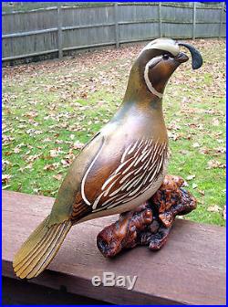 Big Sky Carvers Hand Carved Wood QUAIL Bird Driftwood Signed by Kissy Durham