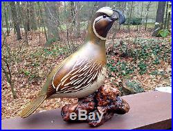 Big Sky Carvers Hand Carved Wood QUAIL Bird Driftwood Signed by Kissy Durham