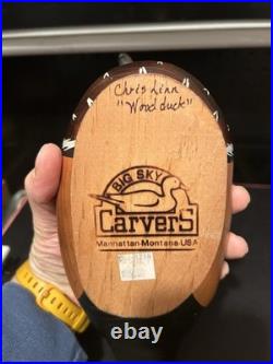 Big Sky Carvers Hand Carved Woodduck Decoy Signed by Chris Linn Montana USA