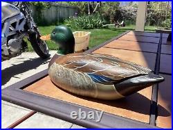 Big Sky Carvers Hand-Carved Wooden Mallard Duck Signed Chris Linn