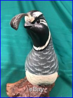 Big Sky Carvers- Hand Carved Wooden Quail Beautiful 9 X8 Signed Burl Base
