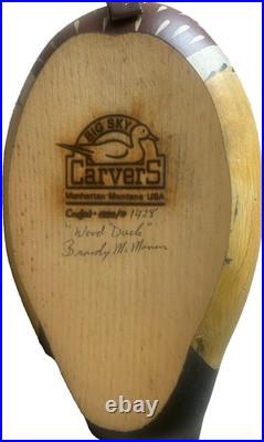 Big Sky Carvers Hand Crafted Drake Decoy 1999 Signed Wood Duck Brandy McManus