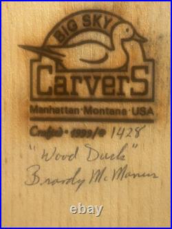 Big Sky Carvers Hand Crafted Drake Decoy 1999 Signed Wood Duck Brandy McManus