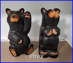 Big Sky Carvers Hand Finished Wood Carved 11 Tall Bear Pair by Jeff Fleming