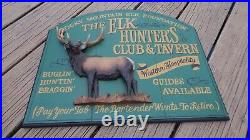 Big Sky Carvers Hand Painted Elk Hunters Club Bar/tavern Sign International Sale