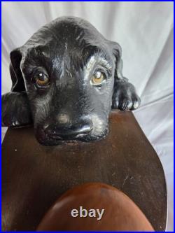 Big Sky Carvers Heavy Black Lab Puppy Dog Paper Towel Holder with Wood Base