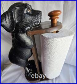 Big Sky Carvers Heavy Black Lab Puppy Dog Paper Towel Holder with Wood Base