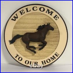 Big Sky Carvers Horse Sign WELCOME TO OUR HOME Hanging Decor 3D Signed Vintage